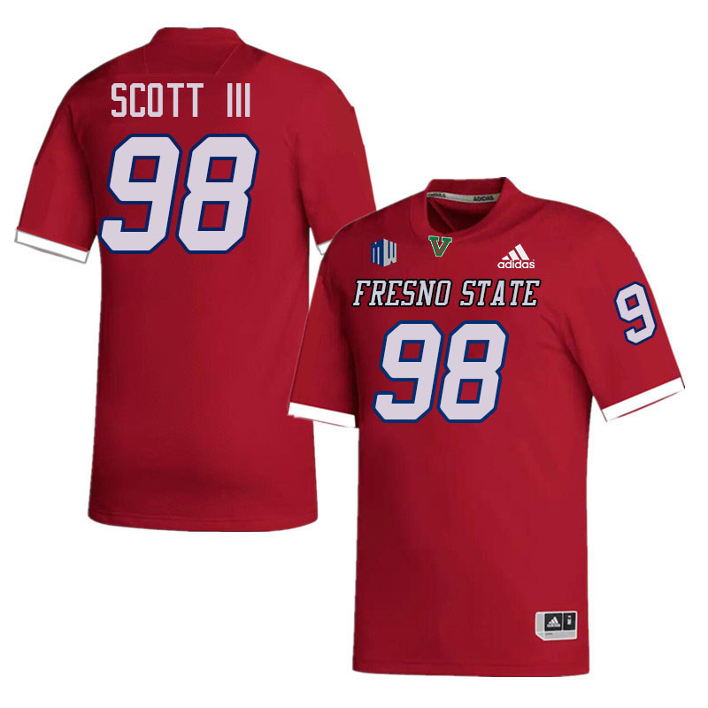 Fresno State Bulldogs #98 Steven Scott III College Football Jerseys Stitched-Red